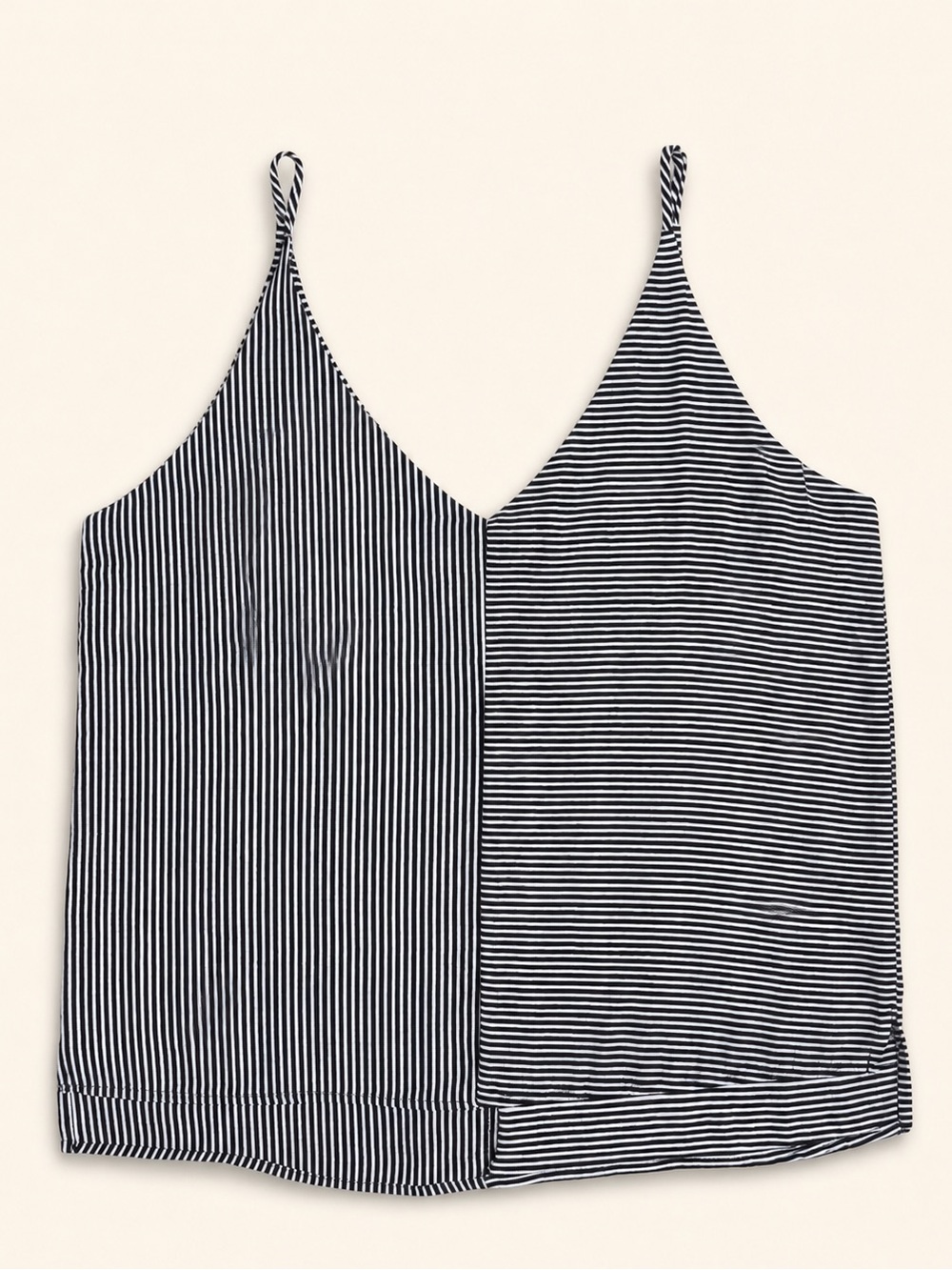 BP. Black White Striped V-Neck Cami Top Medium Mixed Stripe Tank